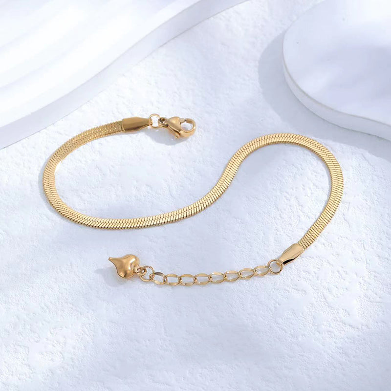 Minimalist 18K Gold Plated Stainless Steel Snake Chain Bracelet