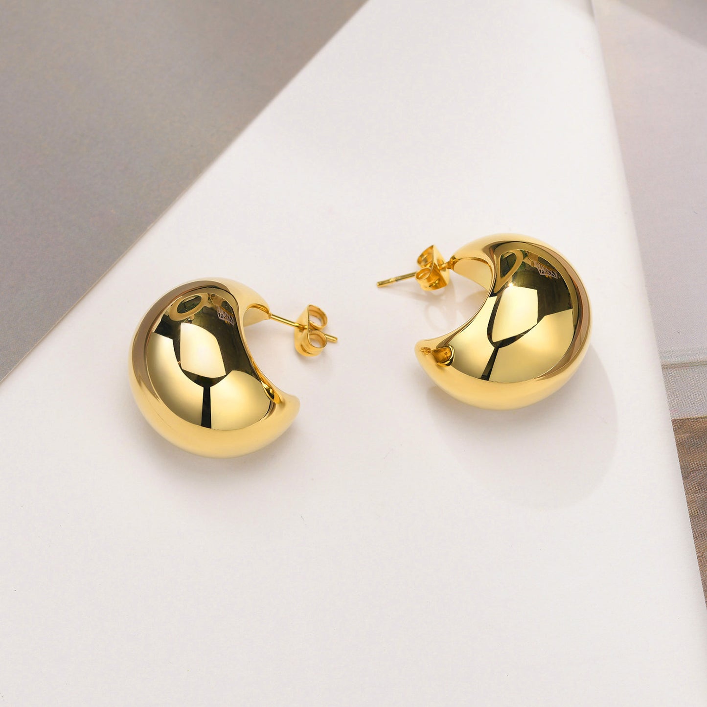 Minimalist Geometric Stainless Steel Hoop Earrings - 1 Pair