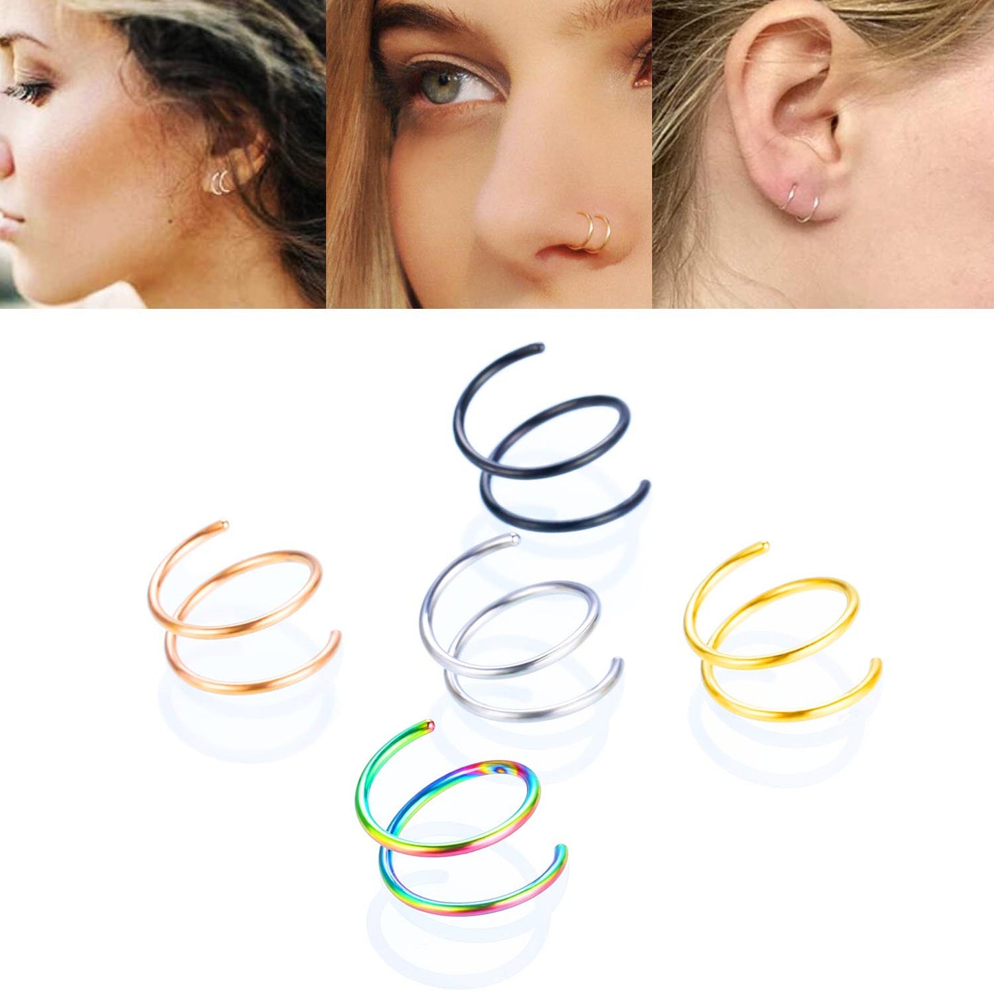 Simple Style Solid Color Stainless Steel Plating Nose Ring 1 Piece