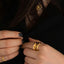 Minimalist Geometric Wave Open Ring in Gold Plated 925 Sterling Silver