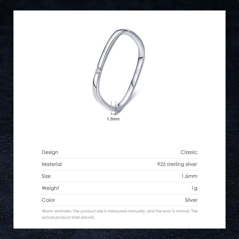 Minimalist Sterling Silver Zircon Inlay Gold Plated Square Ring
