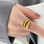 Abstract Twist Titanium Steel Open Ring