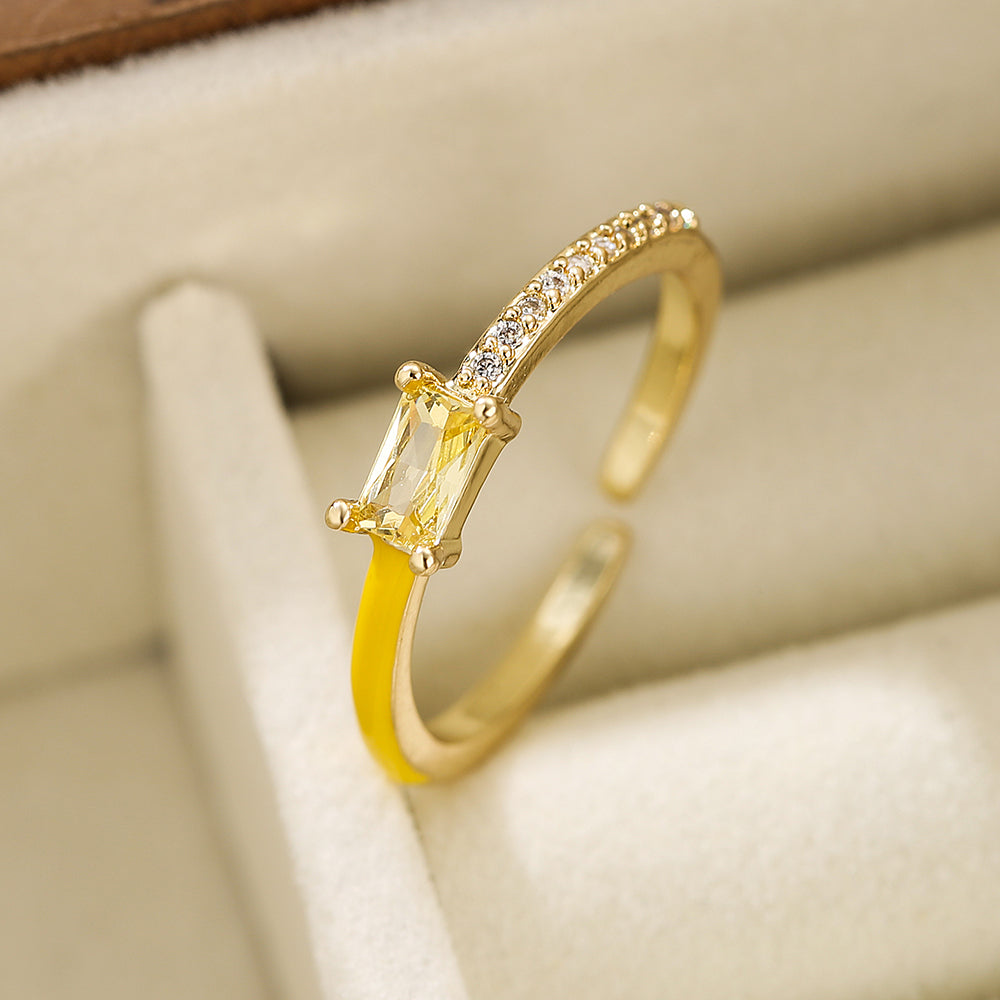 Simple Style 18K Gold Plated Zircon Open Ring