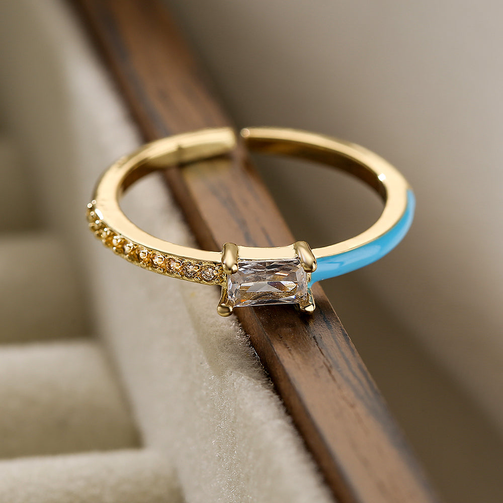 Simple Style 18K Gold Plated Zircon Open Ring