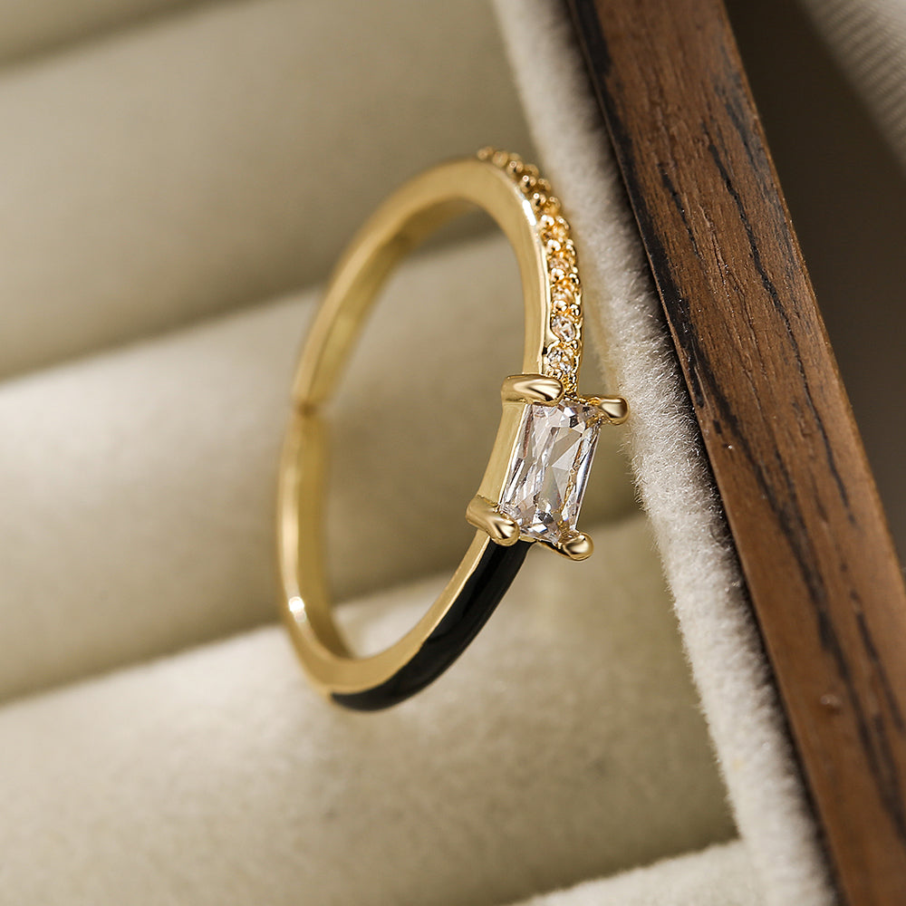 Simple Style 18K Gold Plated Zircon Open Ring