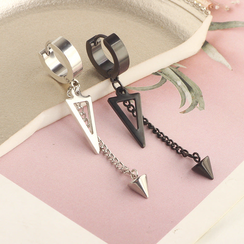 Simple Star Skull Stainless Steel Spike Hoop Earrings