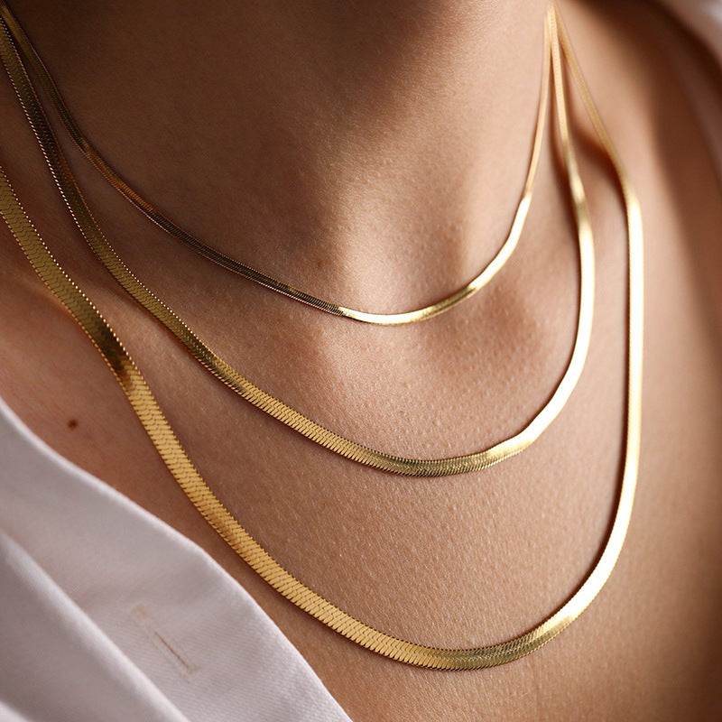 Simple Style Titanium Steel Snake Chain Necklace