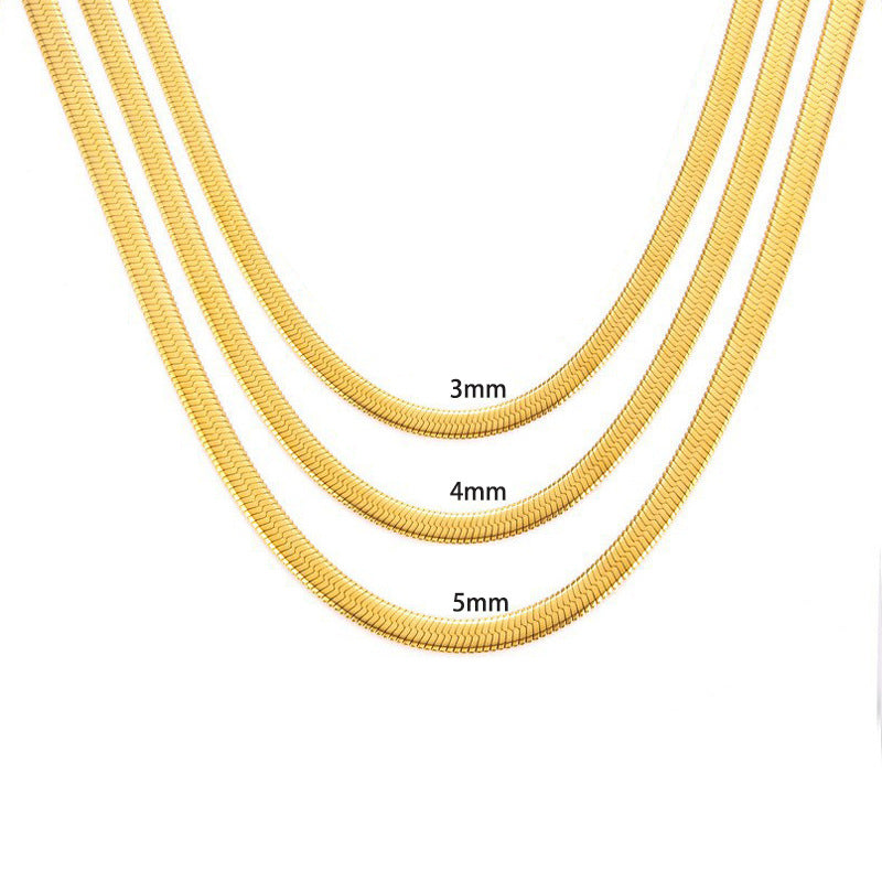 Simple Style Titanium Steel Snake Chain Necklace