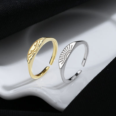 Sun & Moon Sterling Silver and 18k Gold Plated Open Ring Set