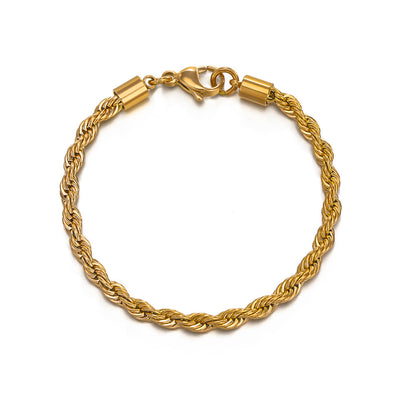 Simple Twist Rope Stainless Steel Gold and Silver Plated Bracelet