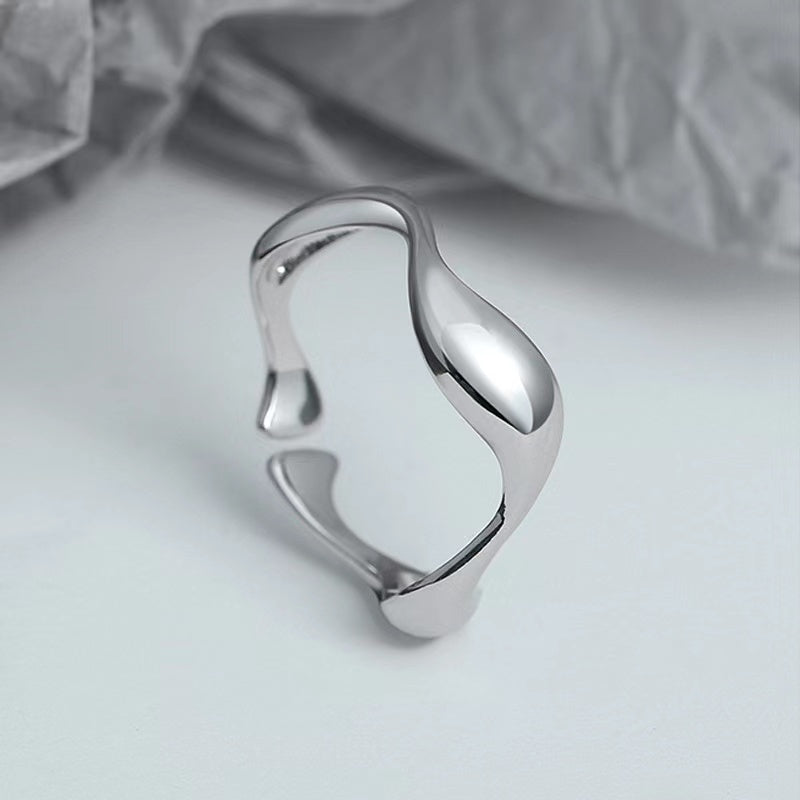 Simple Wave Pattern Gold Plated Open Ring in Sterling Silver