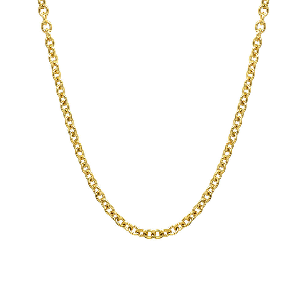 Simple Titanium Steel Plated 18K Gold Jewelry Bare Chain Necklace