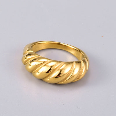 Simple Twisted Gold Plated Titanium Steel Statement Ring