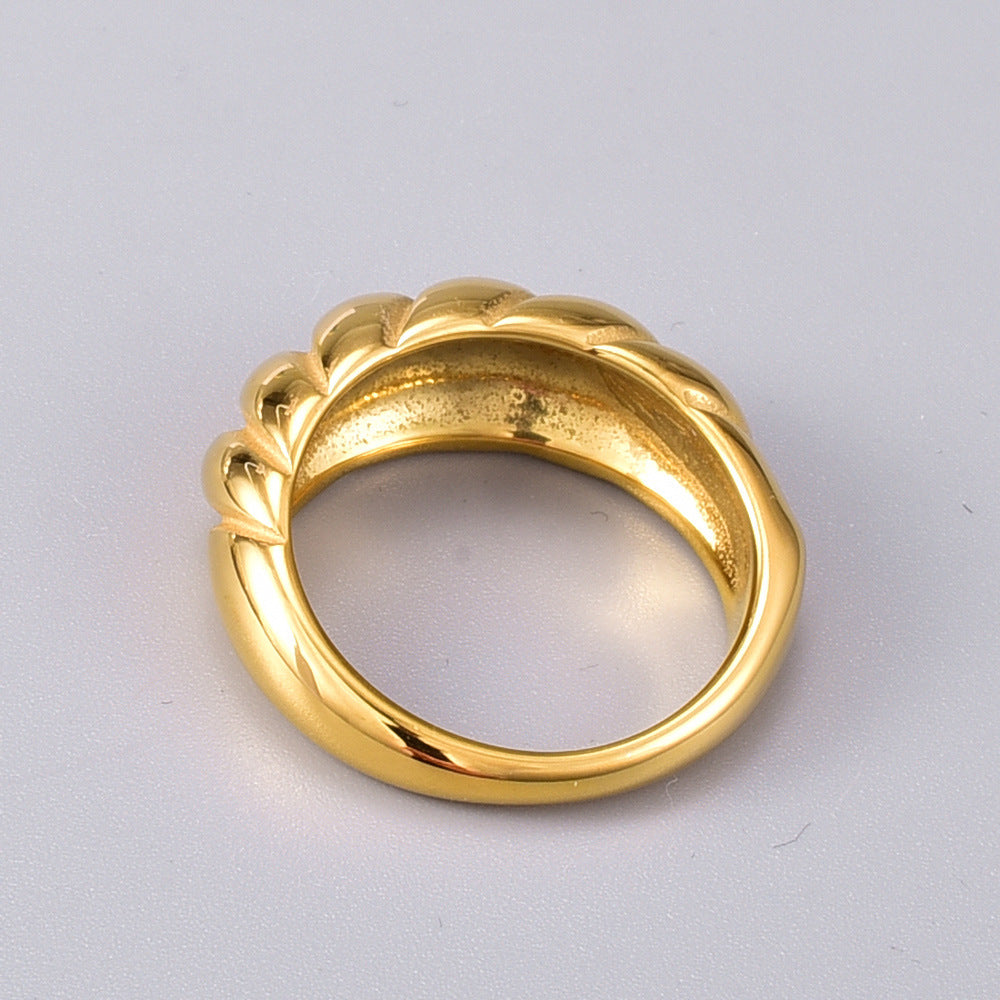 Simple Twisted Gold Plated Titanium Steel Statement Ring