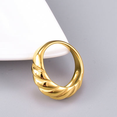 Simple Twisted Gold Plated Titanium Steel Statement Ring