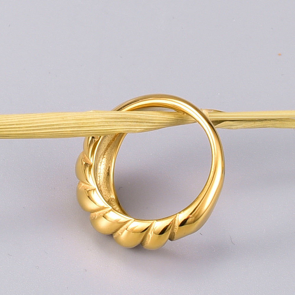 Simple Twisted Gold Plated Titanium Steel Statement Ring