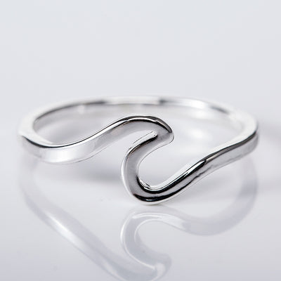 Simple Silver Plated Wave Ring Jewelry