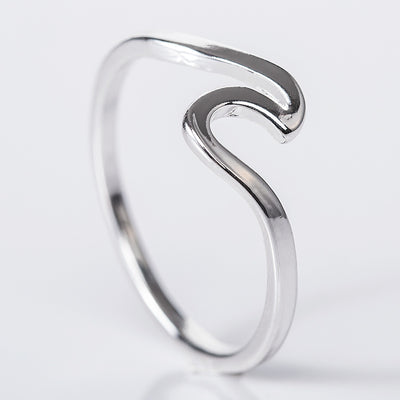 Simple Silver Plated Wave Ring Jewelry