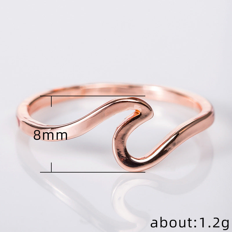 Simple Silver Plated Wave Ring Jewelry