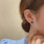 Klein Blue Heart Stud Earrings 925 Silver Needle Retro Chic Lightweight Earrings