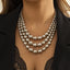 Stacking Multi-layer Geometric Round Beads Clavicle Chain Woven Necklace