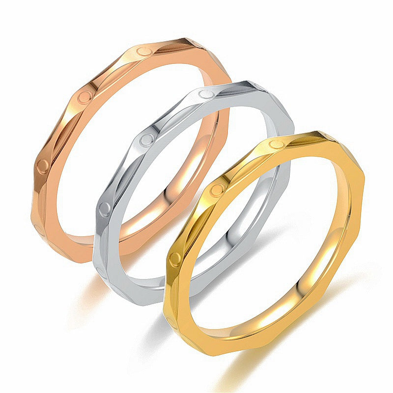 Stainless Steel Minimalist Korean Style Ring for Women - Simple Couple Band