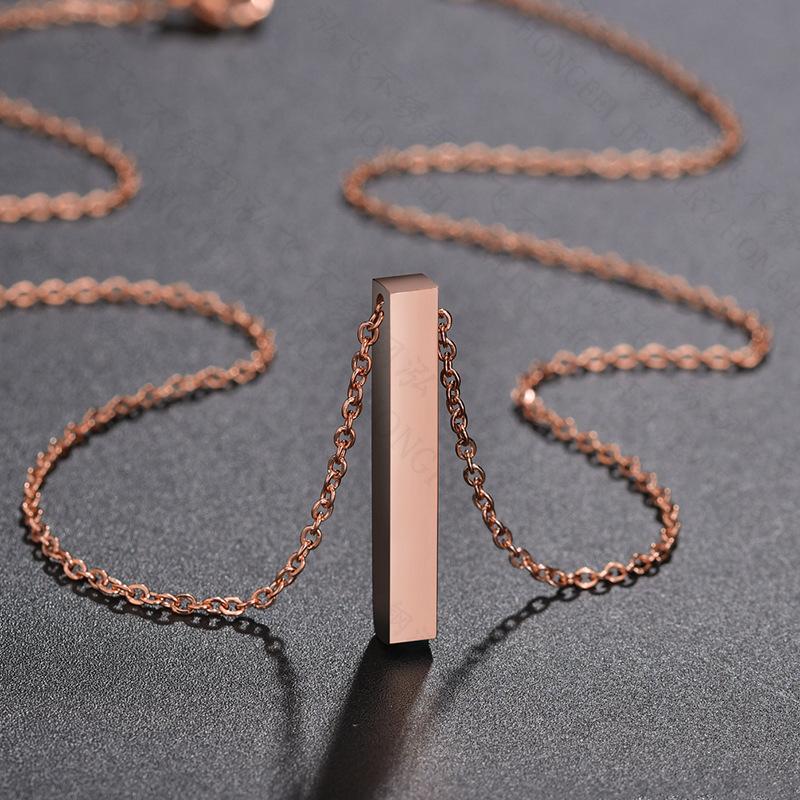 Stainless Steel Personalized Engraved Cylinder Pendant Necklace