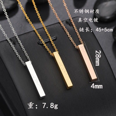 Stainless Steel Simple Glossy Name Cylinder Necklace NHHF145867