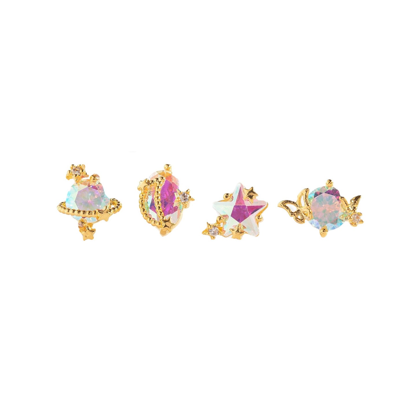 Starry Sky 18K Gold Plated Planet Moon Stud Earrings