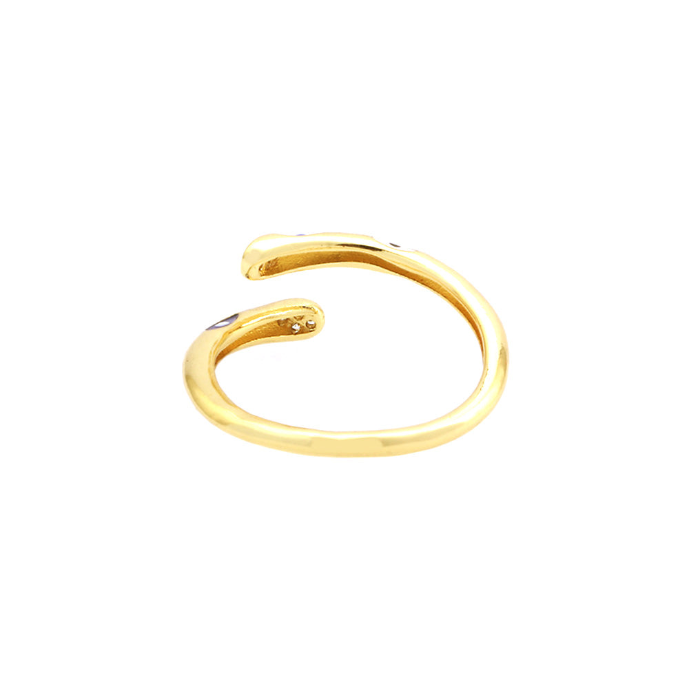 Streetwear Colorful Eye Zircon 18K Gold Plated Open Ring