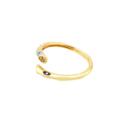 Streetwear Colorful Eye Zircon 18K Gold Plated Open Ring