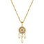 Dreamcatcher Stainless Steel Gold Plated Circle Pendant Necklace