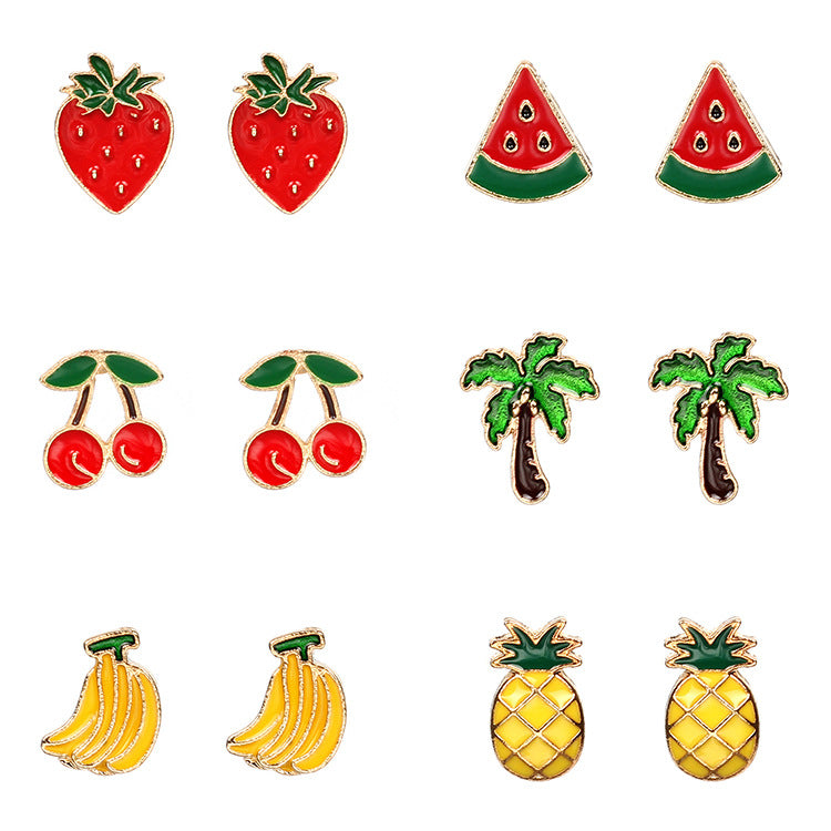 Summer Fresh Fruit Alloy Women's Earrings Set