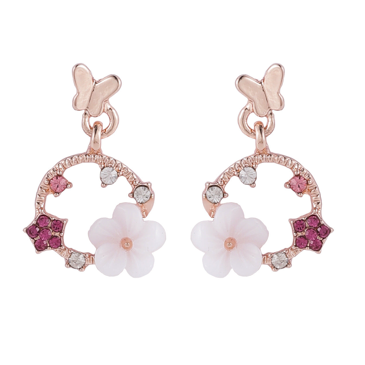 Sweet Butterfly Shell Flower Earrings - Compact Simple Korean Style Ear Jewelry