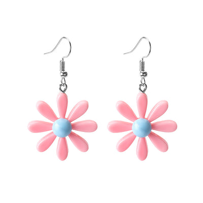 Sweet Flower Alloy Resin Women'S Drop Earrings 1 Pair