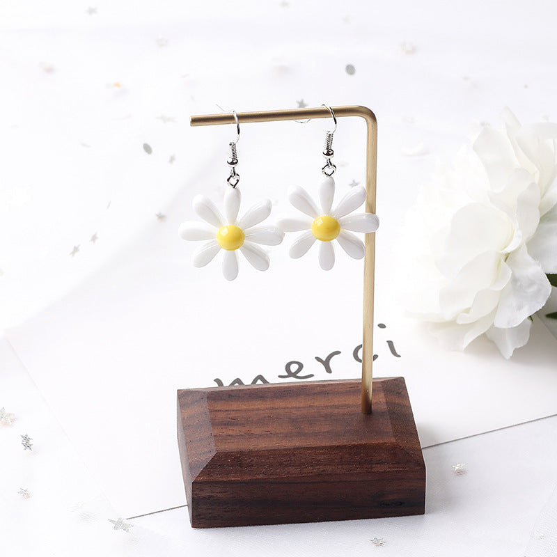 Sweet Flower Alloy Resin Women'S Drop Earrings 1 Pair