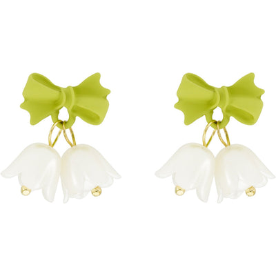 Sweet Flower Bow Knot Alloy Plating Artificial Pearls Drop Earrings