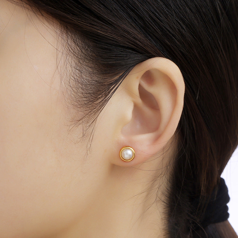 Sweet Flower Titanium Steel Ear Studs Stainless Steel Earrings 1 Piece