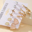 Sweet Geometric Heart Shape Flower Alloy Plating Artificial Pearls Rhinestone Earrings Ear Studs 6 Pieces