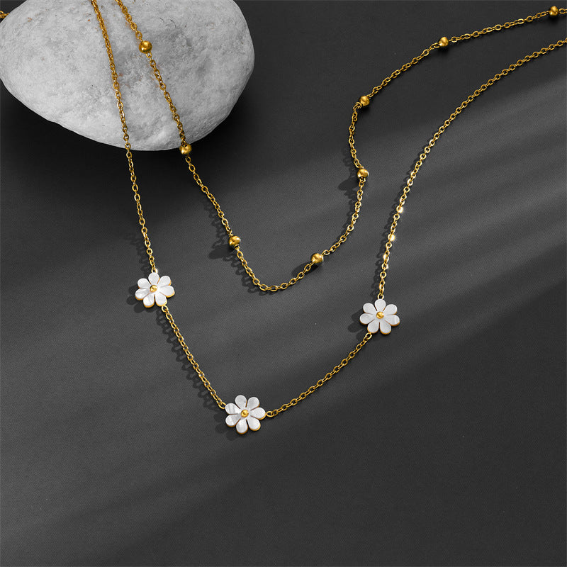 Sweet Daisy Layered Titanium Steel Necklace