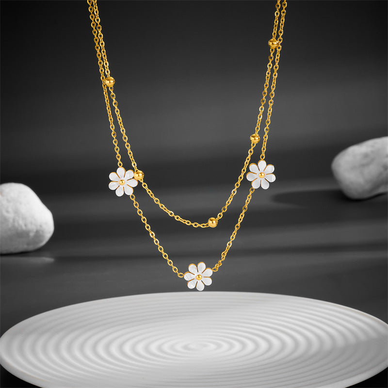 Sweet Daisy Layered Titanium Steel Necklace