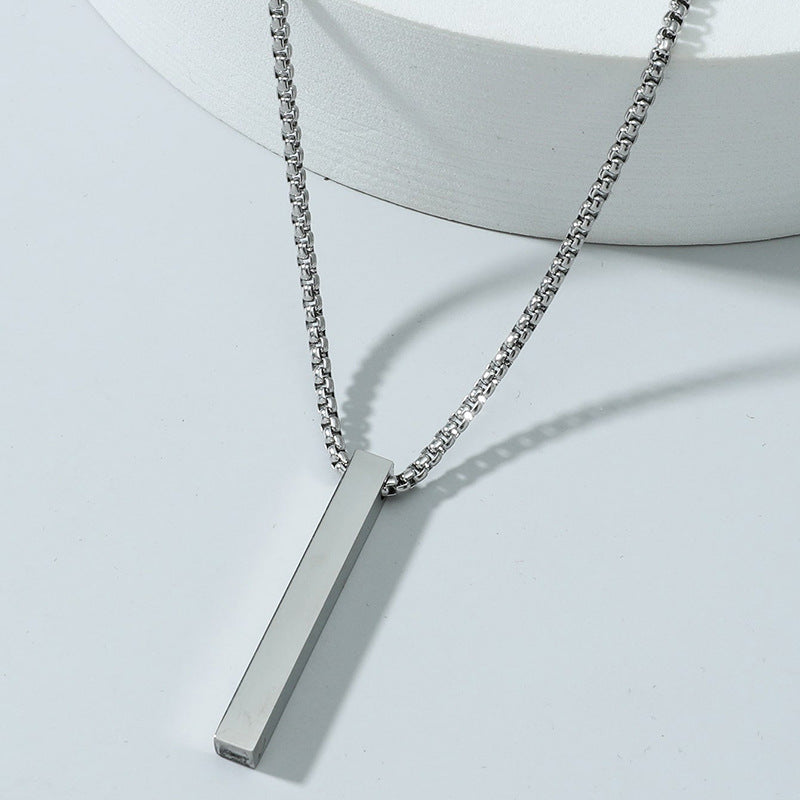 Three-Dimensional Pillar Stainless Steel Pendant Necklace