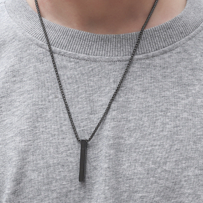 Three-Dimensional Pillar Stainless Steel Pendant Necklace