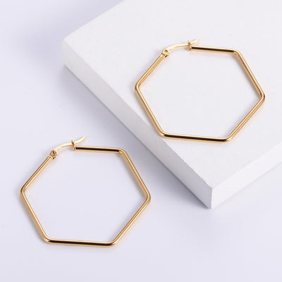 Titanium Steel Hexagon Hoop Earrings for Women - Fashion Jewelry Wholesale