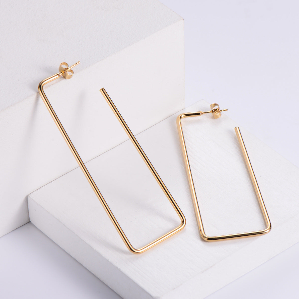 Titanium Steel Square and Round Fashion Earrings for Women