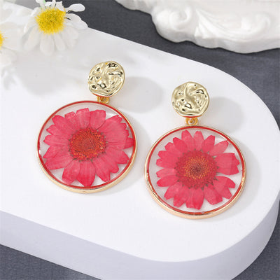 Transparent Daisy Resin Pendant Earrings