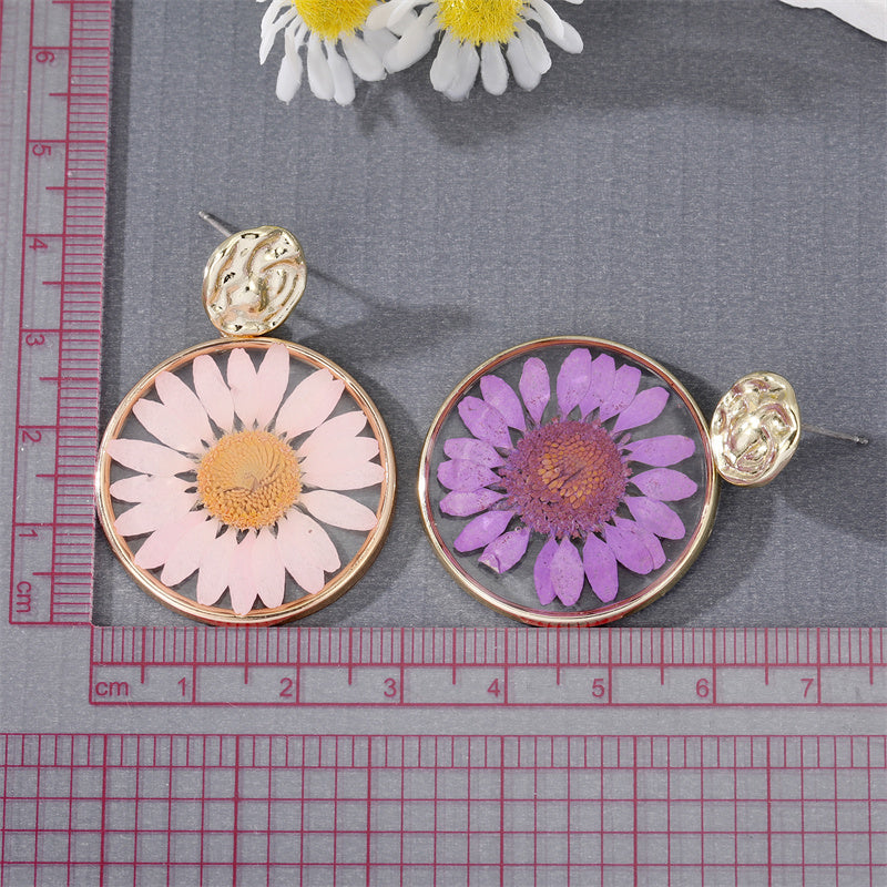 Transparent Daisy Resin Pendant Earrings