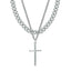 Trendy Cross Double Layer Twin Necklace with Cuban Chain for Men