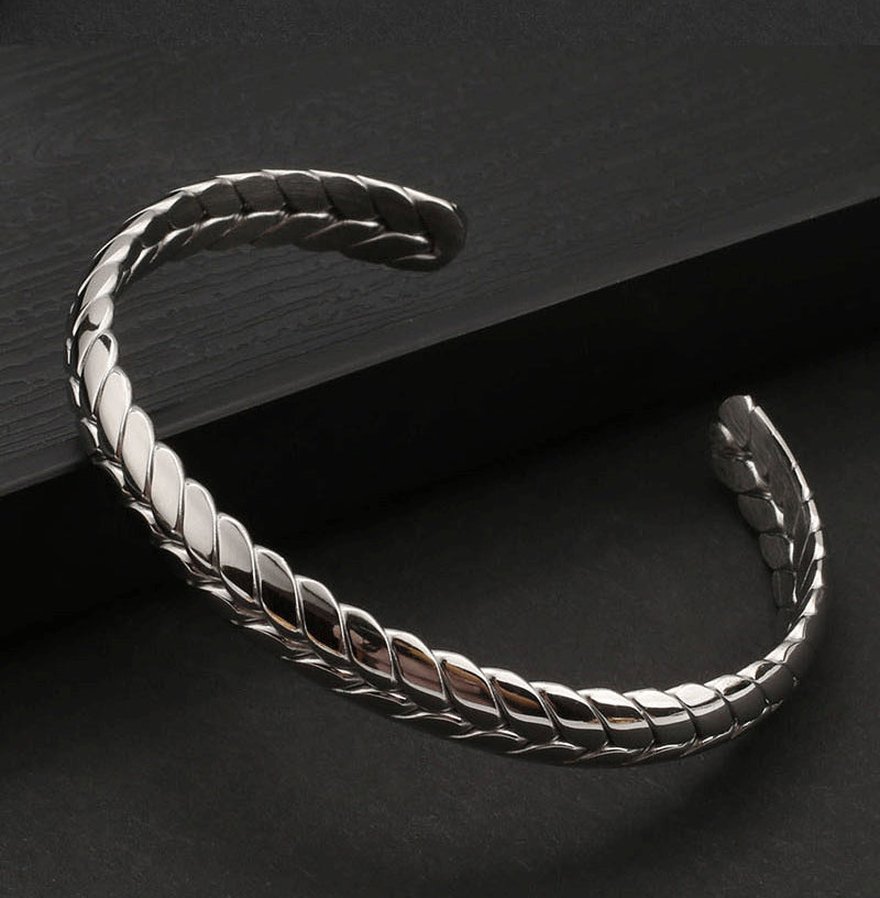 Twisted Wire Open Adjustable Stainless Steel Bangle Bracelet