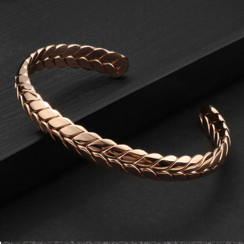 Twisted Wire Open Adjustable Stainless Steel Bangle Bracelet